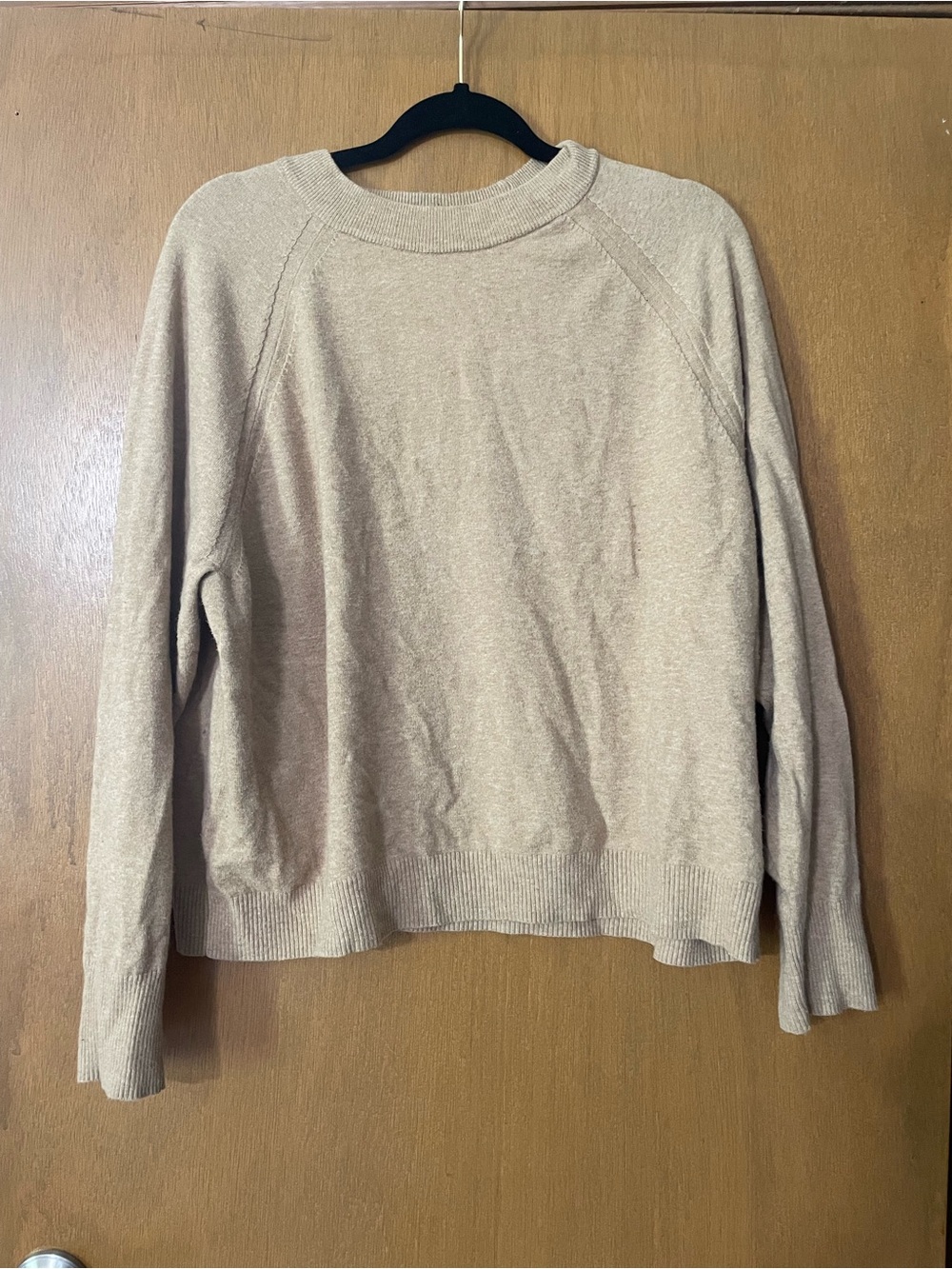 a new day Beige Ribbed Crewneck Sweater